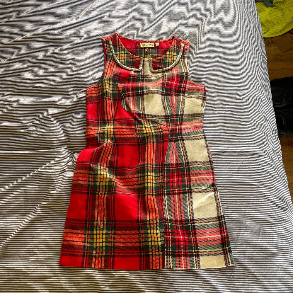 Red plaid collared dress